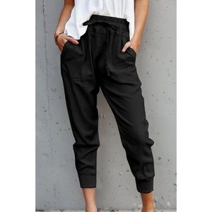 Black Frock Style Drawstring Pants